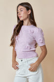 Flower Detail Short Sleeve Sweater