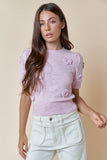 Flower Detail Short Sleeve Sweater