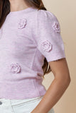 Flower Detail Short Sleeve Sweater
