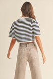 Short Sleeve Stripe Pattern Knit Top
