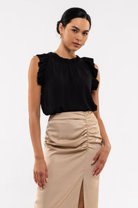 Folded Sleeve Woven Top