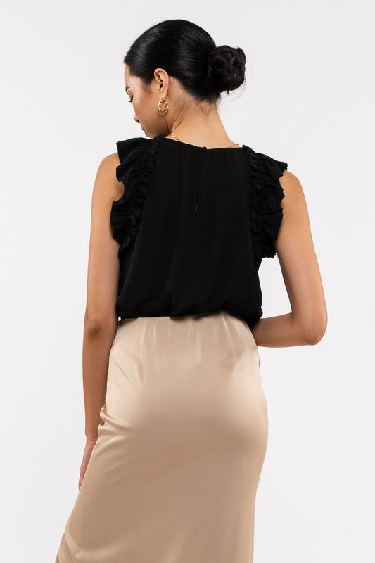 Folded Sleeve Woven Top