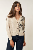 Leaf Print Sweater Cardigan