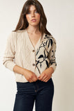 Leaf Print Sweater Cardigan