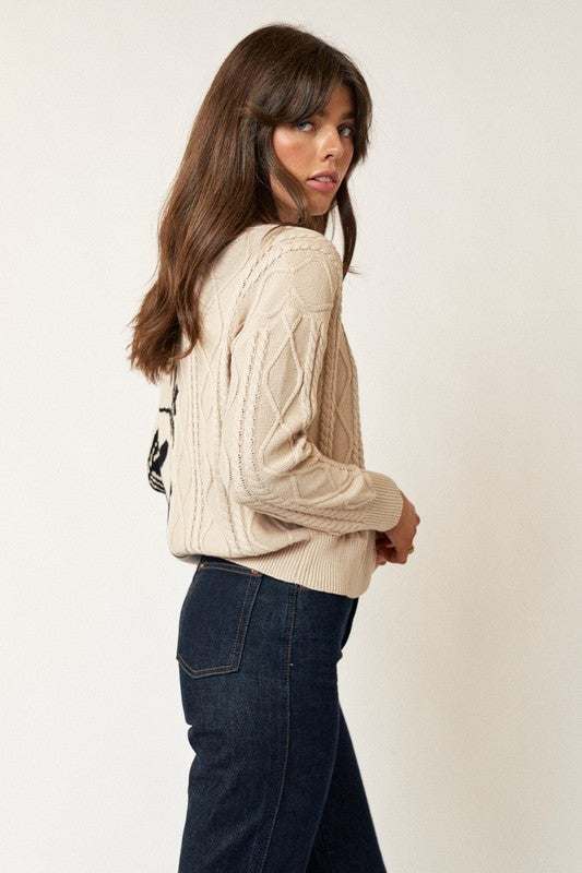 Leaf Print Sweater Cardigan