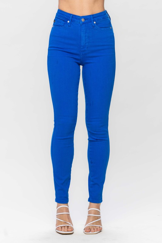 High Waist Tummy Control Cobalt Skinny Jeans