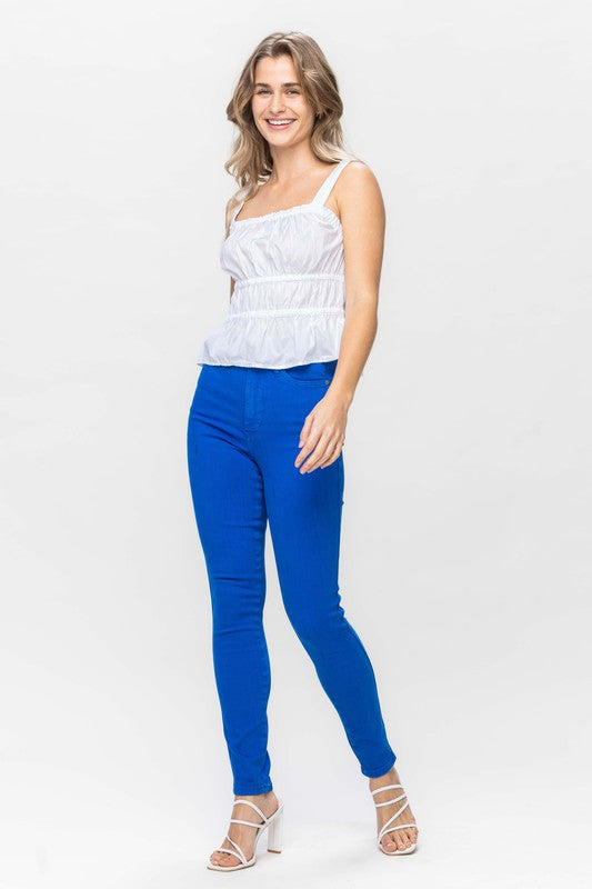 High Waist Tummy Control Cobalt Skinny Jeans