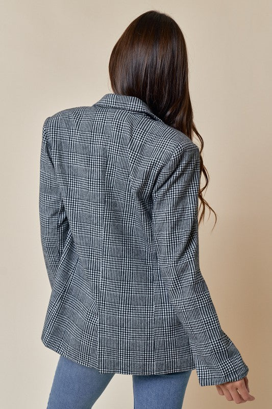 Plaid Double Button Blazer