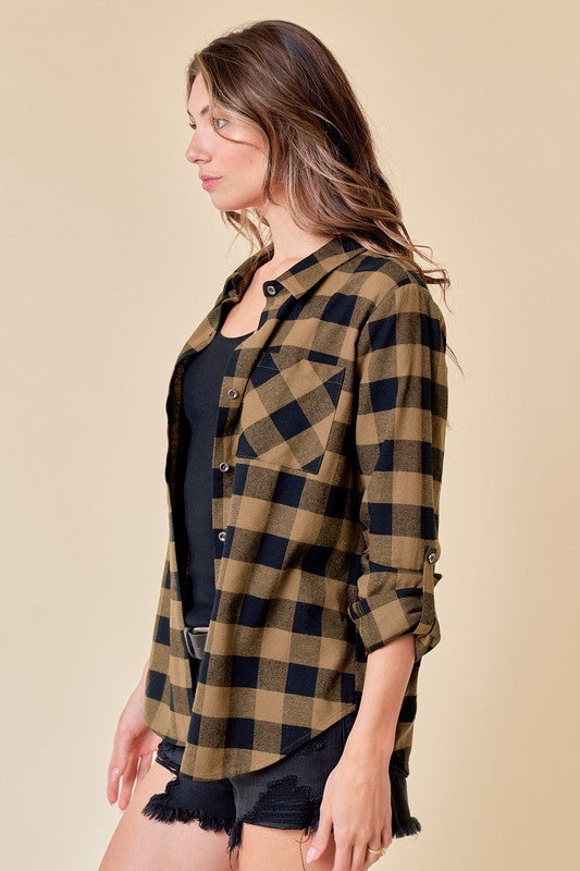 Roll up Plaid Shirt