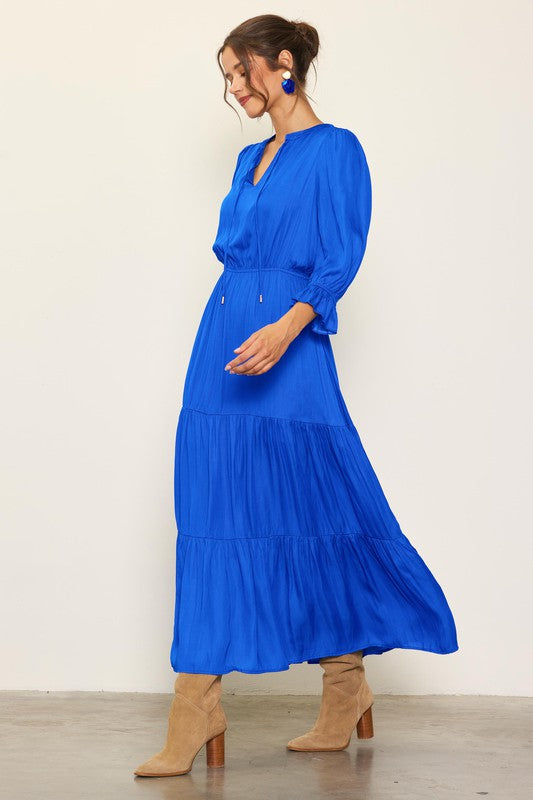 Long Split Neck Maxi Dress