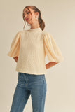 Bubble Sleeve Tie Neck Top