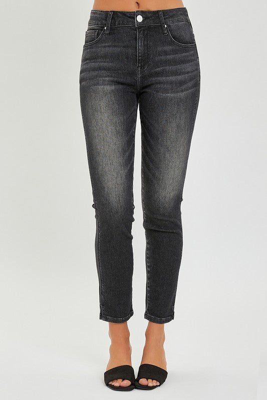 Mid Rise Side Slit Ankle Jeans