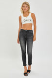 Mid Rise Side Slit Ankle Jeans