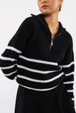 Stripe Half Zip Knit Sweater