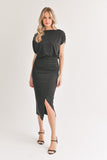 Ruched Knit Midi Dress