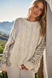 Plaid Printed Detail Back Oversized Sweater