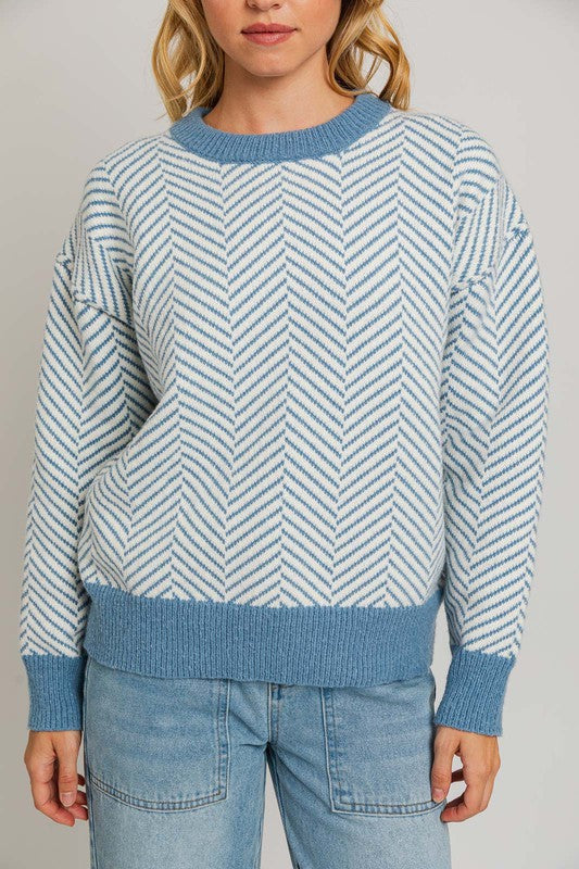 Round Neck Herringbone Sweater