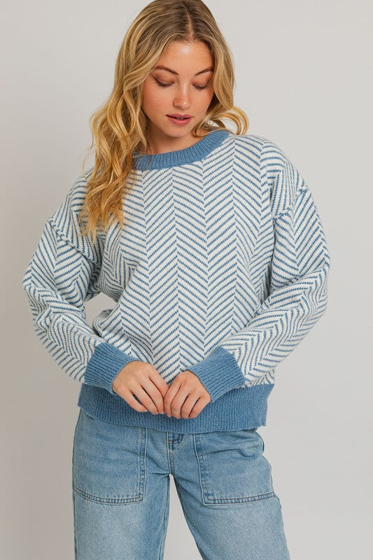 Round Neck Herringbone Sweater