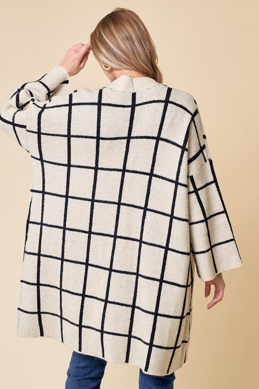 Long Grid Cardigan