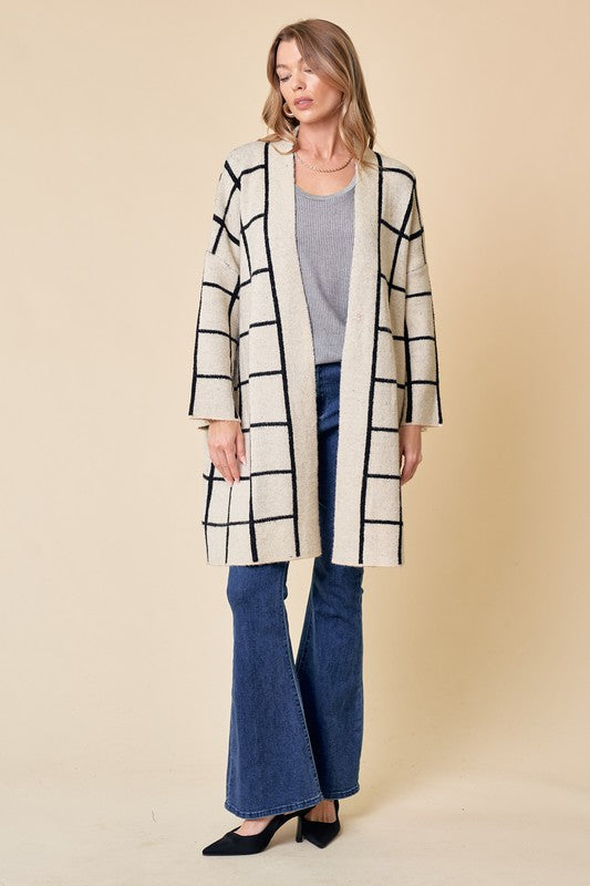Long Grid Cardigan
