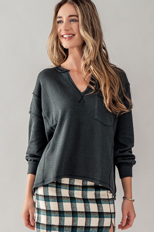 Exposed Seam Distressed Top