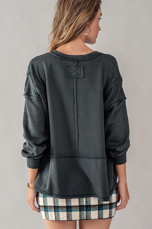 Exposed Seam Distressed Top
