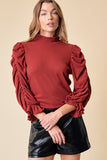 Puffed Ruched Sleeve Top