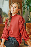 Puffed Ruched Sleeve Top