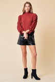 Puffed Ruched Sleeve Top