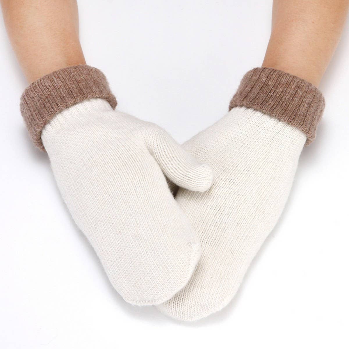 Two Tone Mitten Knitted Gloves