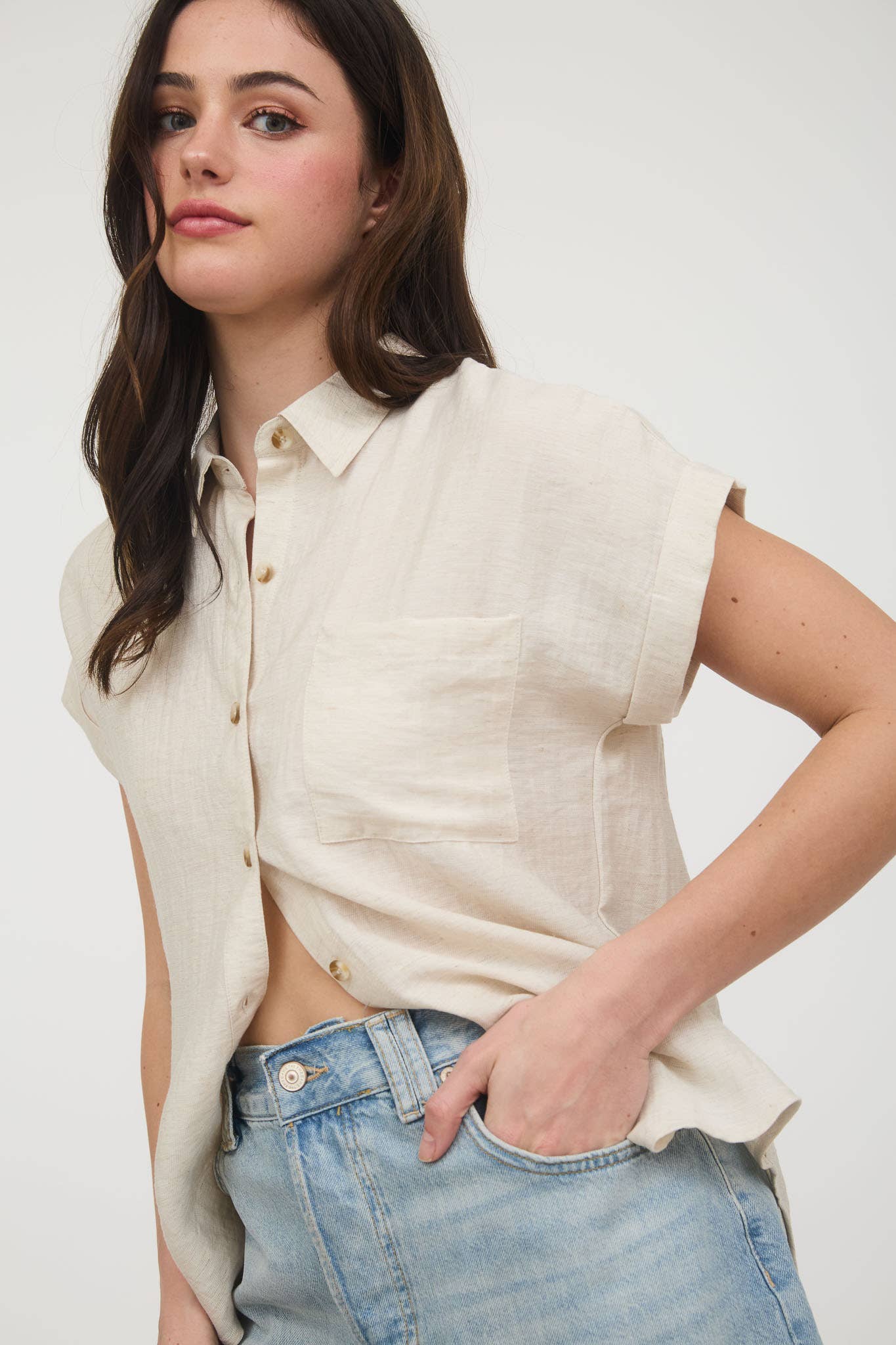 Collared Cuff Sleeve - Beige