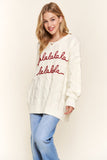 Falalalala Letter Embroidery Holiday Sweater