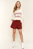 Falalalala Letter Embroidery Holiday Sweater