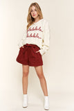 Falalalala Letter Embroidery Holiday Sweater