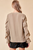 Round Collar Ruffle Detail Blouse