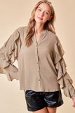 Round Collar Ruffle Detail Blouse
