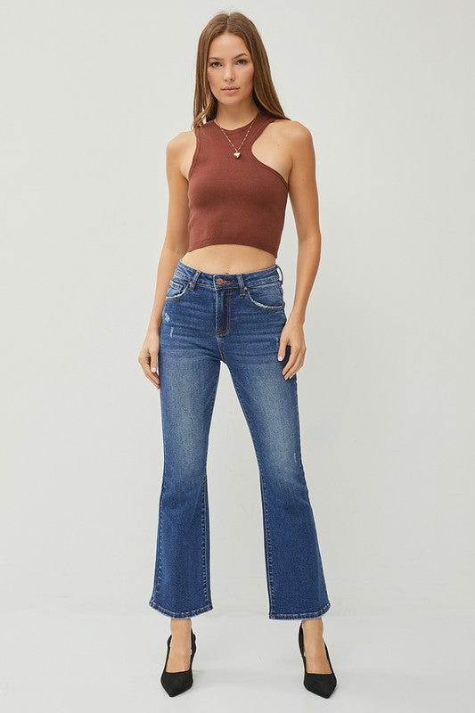 High Rise Ankle Flare Jeans
