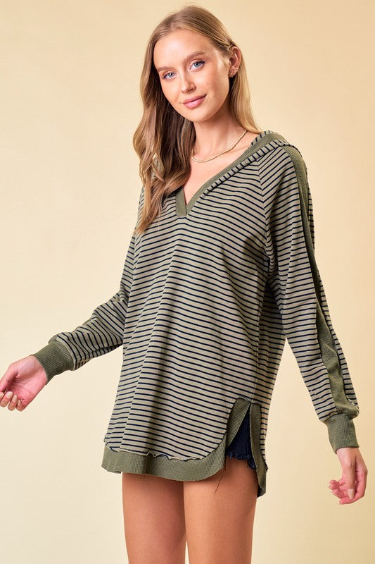 Striped Hood Top