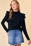 Ruffle Shoulder Knit Top