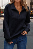 1/4 Zipper Textured Pullover Sweatshirt