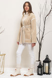 Contrast Hem Belted Cardigan