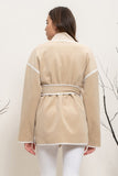 Contrast Hem Belted Cardigan