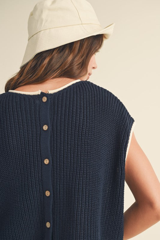 Contrasted Detail Knitted Top