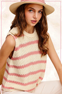 Chunky Striped Sleeveless Sweater
