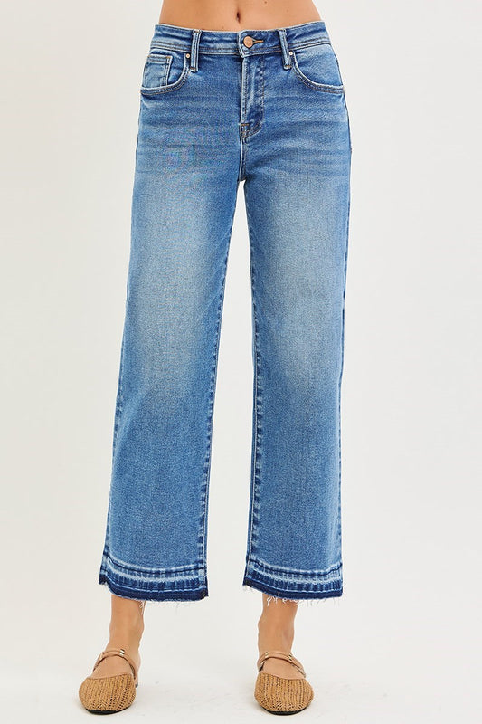 Risen High Rise Crop Straight Jeans