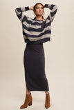 Striped Sweater and Knit Pencil Skirt Set