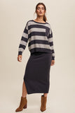 Striped Sweater and Knit Pencil Skirt Set