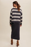 Striped Sweater and Knit Pencil Skirt Set