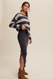 Striped Sweater and Knit Pencil Skirt Set