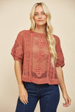 Short Sleeve Crochet Knit Top